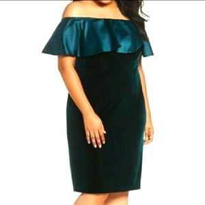 NWT Adrianna Papell | Pin Up Satin Shoulder Velvet Dress